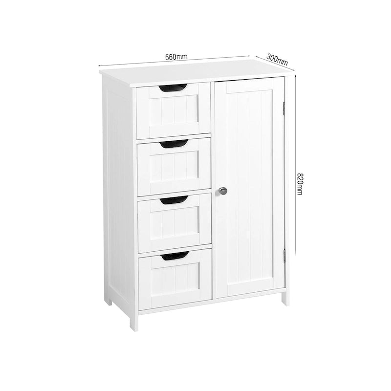 Meuble de rangement de salle de bains avec étagère réglable et tiroirs