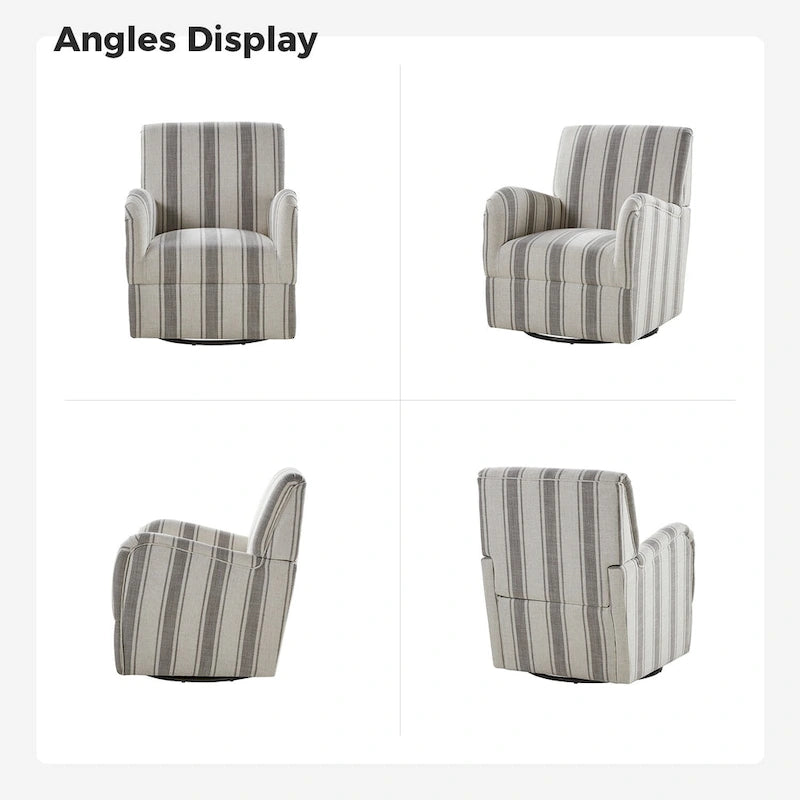 Lot de 2 fauteuils pivotants traditionnels à motif rayé jacquard