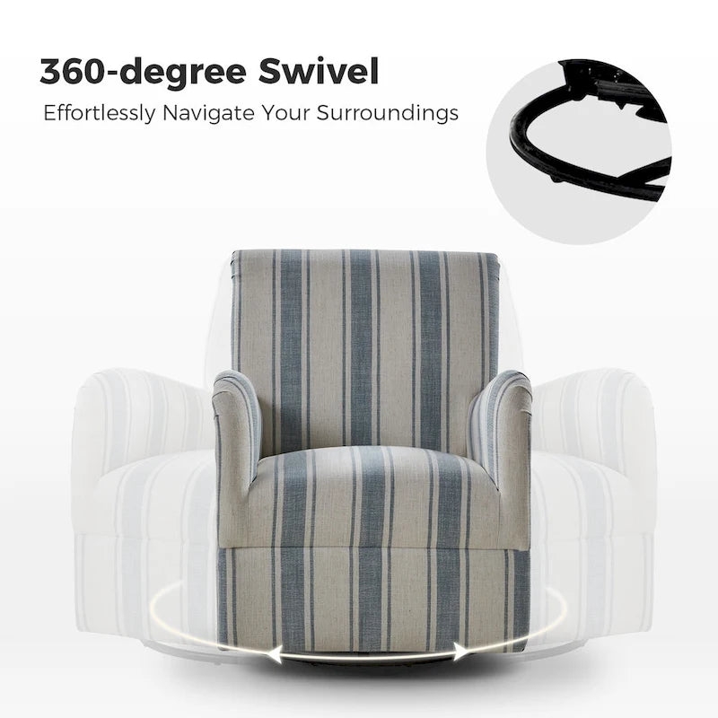 Lot de 2 fauteuils pivotants traditionnels à motif rayé jacquard