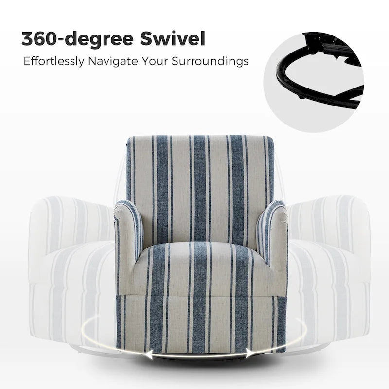 Lot de 2 fauteuils pivotants traditionnels à motif rayé jacquard