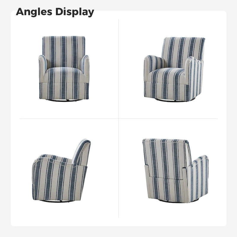 Lot de 2 fauteuils pivotants traditionnels à motif rayé jacquard