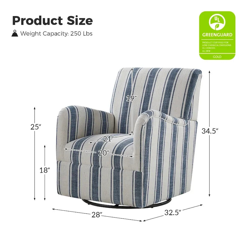 Lot de 2 fauteuils pivotants traditionnels à motif rayé jacquard