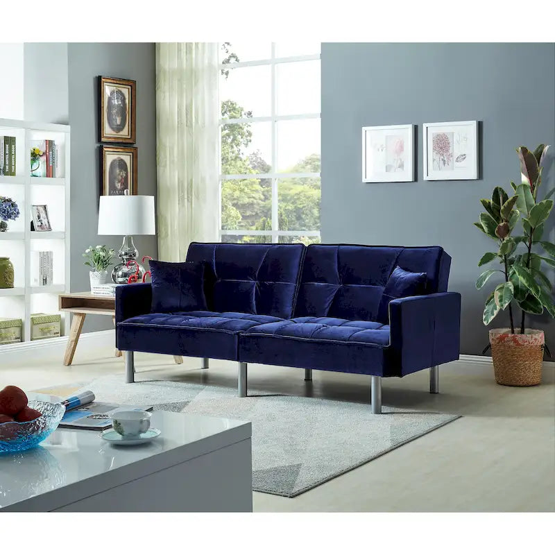 75.6 Schönes Schlafsofa aus Samt, umwandelbar, Futon-Loveseat