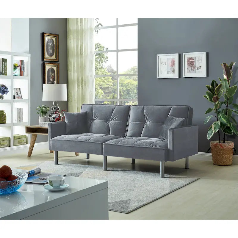 Canapé-lit futon convertible en velours ravissant de 75.6, canapé deux places