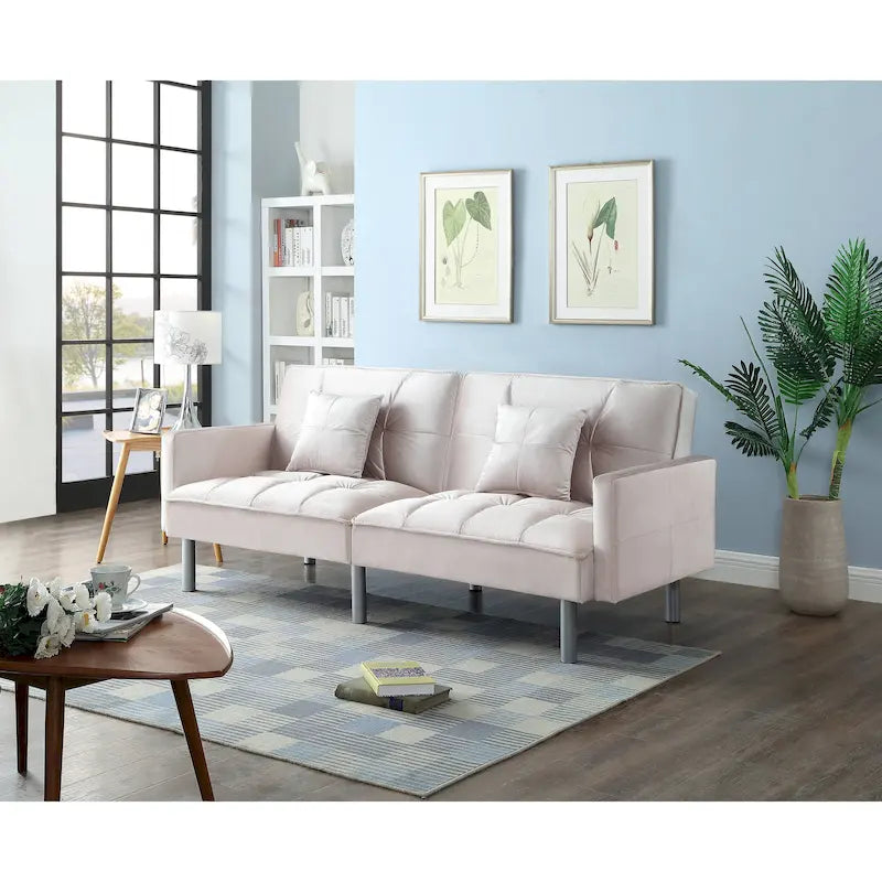 Canapé-lit futon convertible en velours ravissant de 75.6, canapé deux places