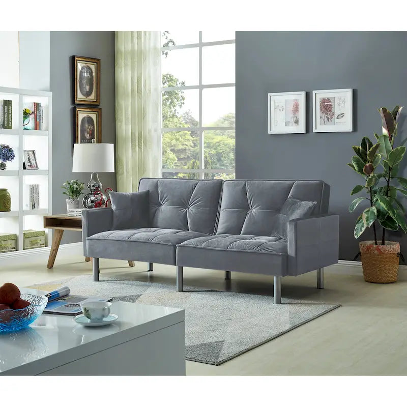75.6 Schönes Schlafsofa aus Samt, umwandelbar, Futon-Loveseat