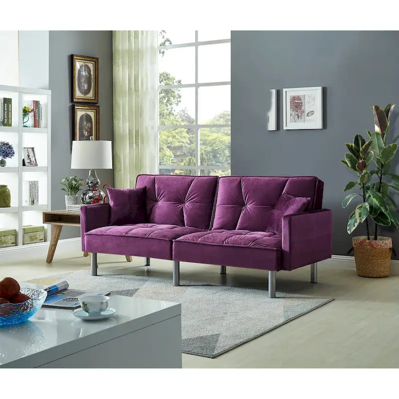 Canapé-lit futon convertible en velours ravissant de 75.6, canapé deux places