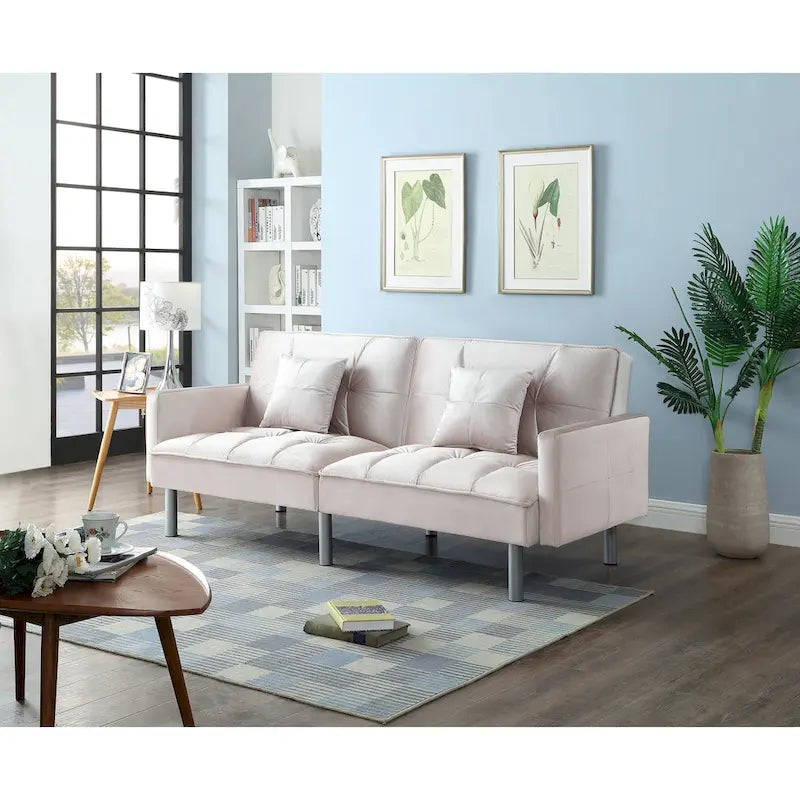 75.6 Schönes Schlafsofa aus Samt, umwandelbar, Futon-Loveseat
