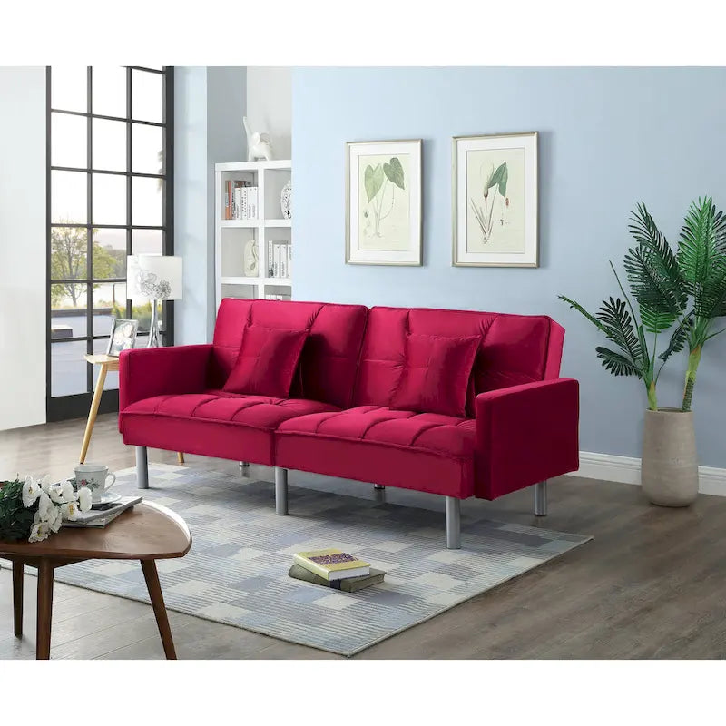 Canapé-lit futon convertible en velours ravissant de 75.6, canapé deux places