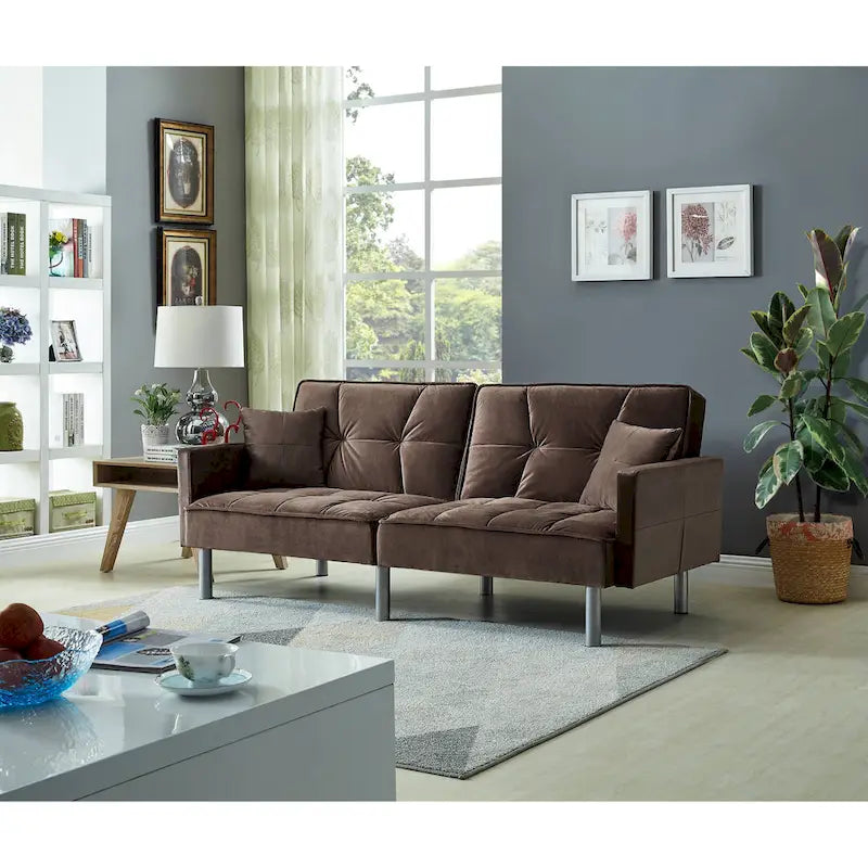 75.6 Schönes Schlafsofa aus Samt, umwandelbar, Futon-Loveseat
