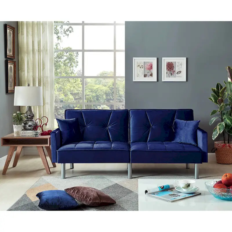 75.6 Schönes Schlafsofa aus Samt, umwandelbar, Futon-Loveseat