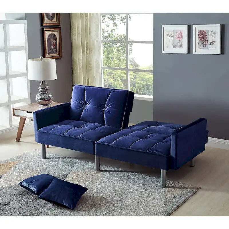 75.6 Schönes Schlafsofa aus Samt, umwandelbar, Futon-Loveseat