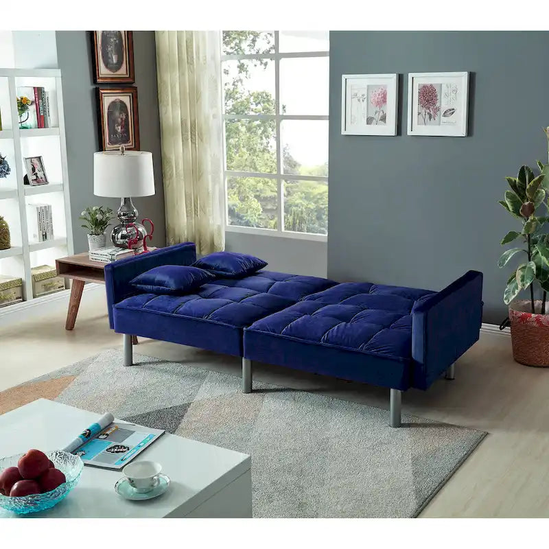 75.6 Schönes Schlafsofa aus Samt, umwandelbar, Futon-Loveseat