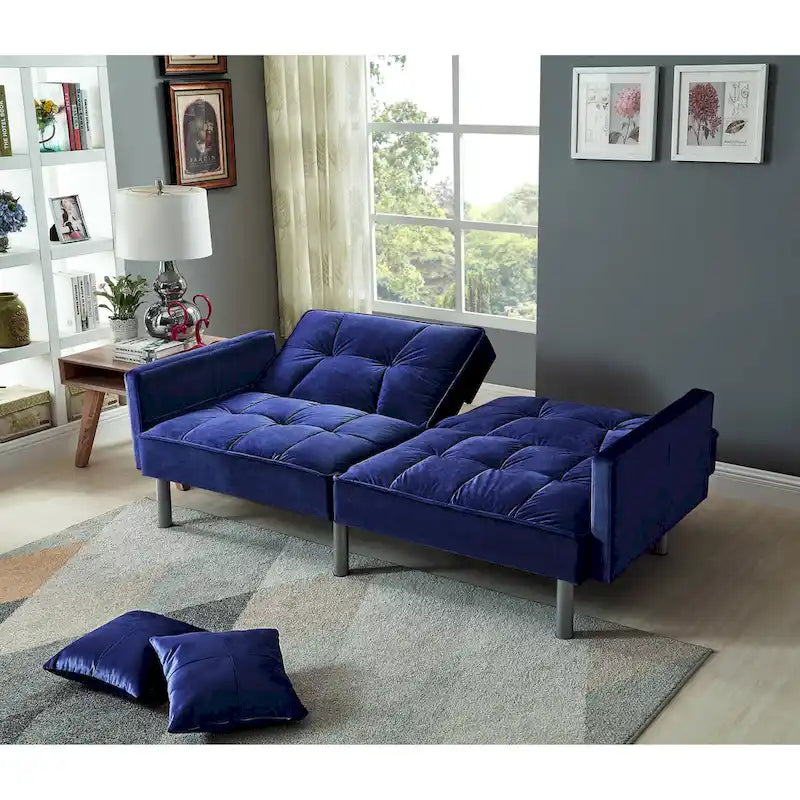 75.6 Schönes Schlafsofa aus Samt, umwandelbar, Futon-Loveseat