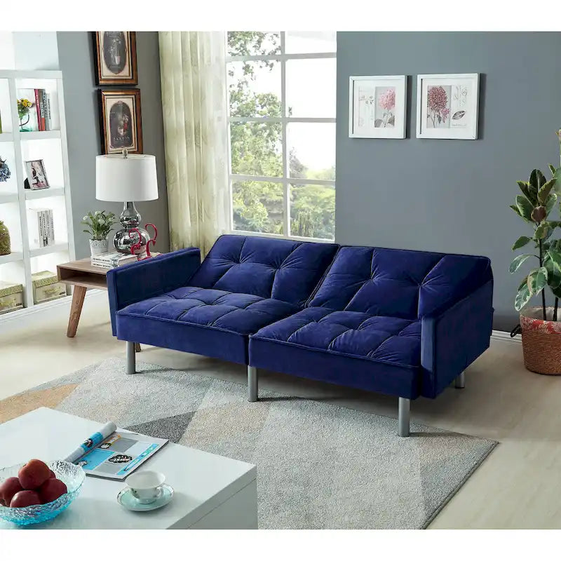 75.6 Schönes Schlafsofa aus Samt, umwandelbar, Futon-Loveseat