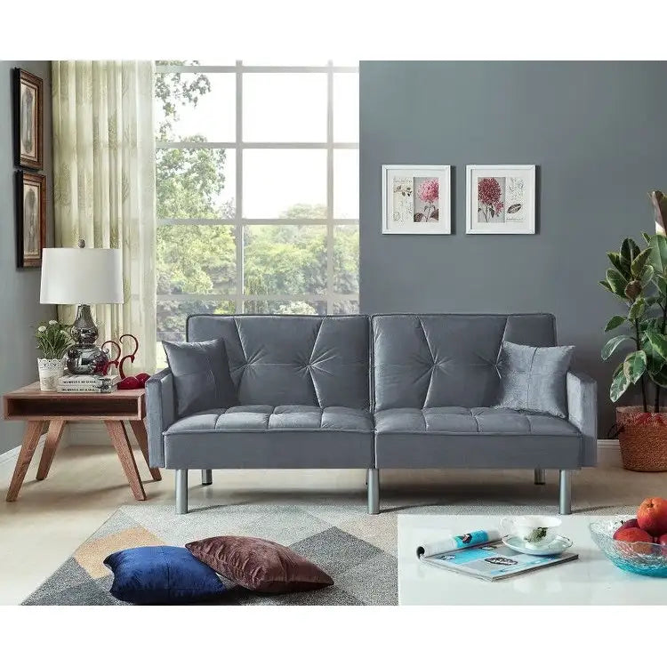 75.6 Schönes Schlafsofa aus Samt, umwandelbar, Futon-Loveseat