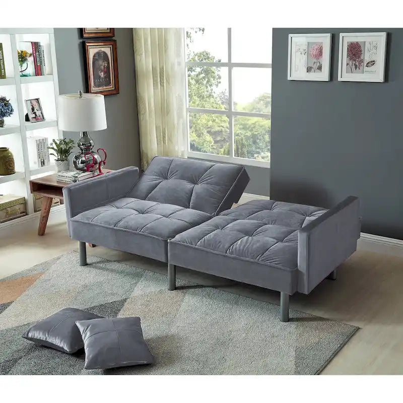 75.6 Schönes Schlafsofa aus Samt, umwandelbar, Futon-Loveseat