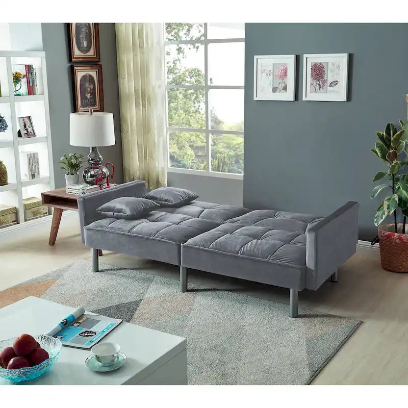 75.6 Schönes Schlafsofa aus Samt, umwandelbar, Futon-Loveseat