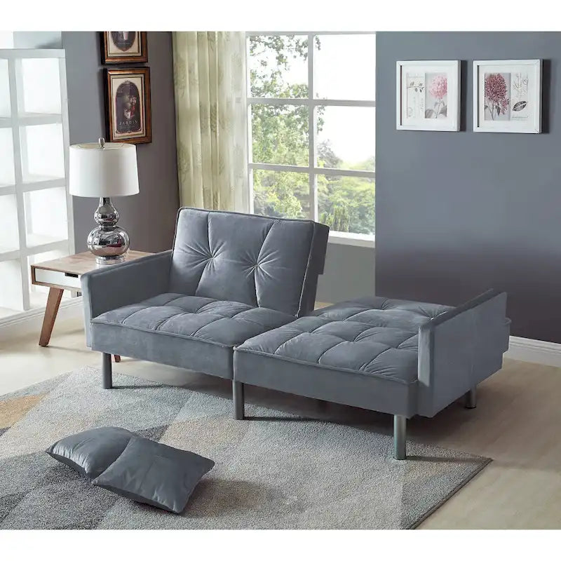 75.6 Schönes Schlafsofa aus Samt, umwandelbar, Futon-Loveseat