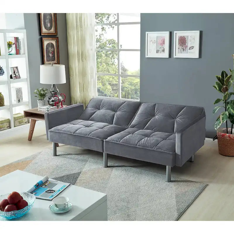 75.6 Schönes Schlafsofa aus Samt, umwandelbar, Futon-Loveseat