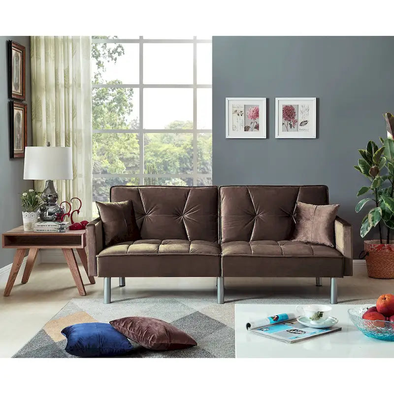75.6 Schönes Schlafsofa aus Samt, umwandelbar, Futon-Loveseat