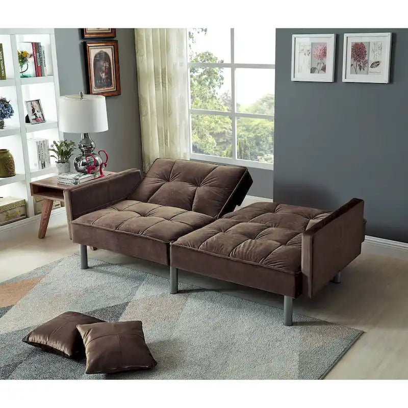 75.6 Schönes Schlafsofa aus Samt, umwandelbar, Futon-Loveseat
