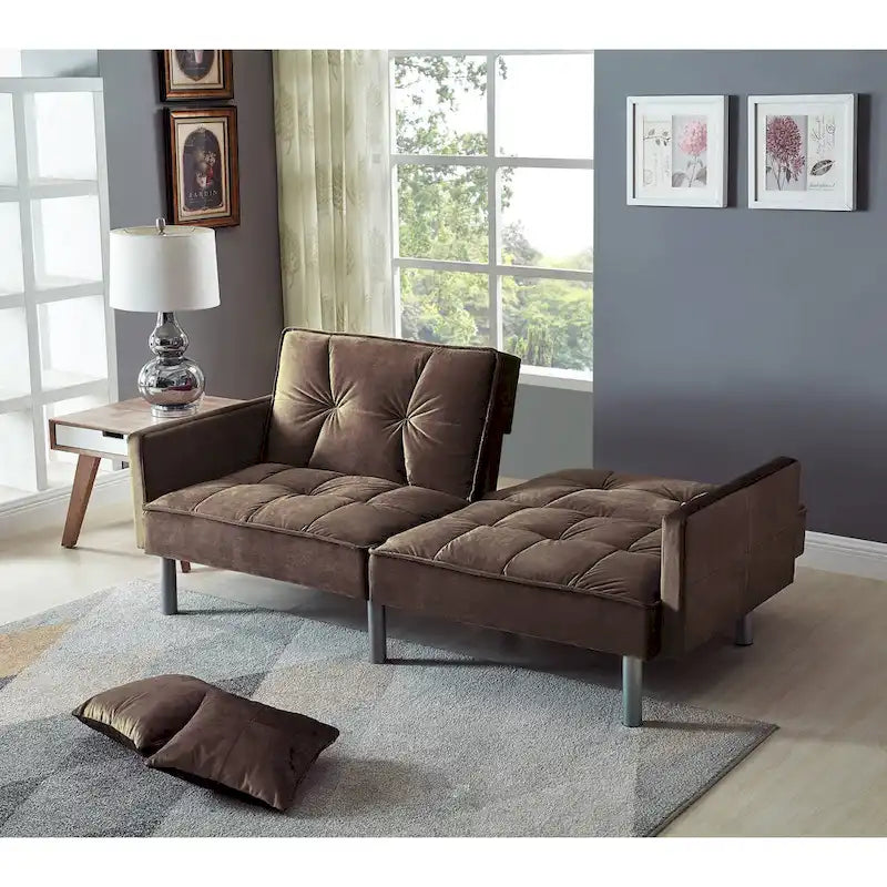75.6 Schönes Schlafsofa aus Samt, umwandelbar, Futon-Loveseat