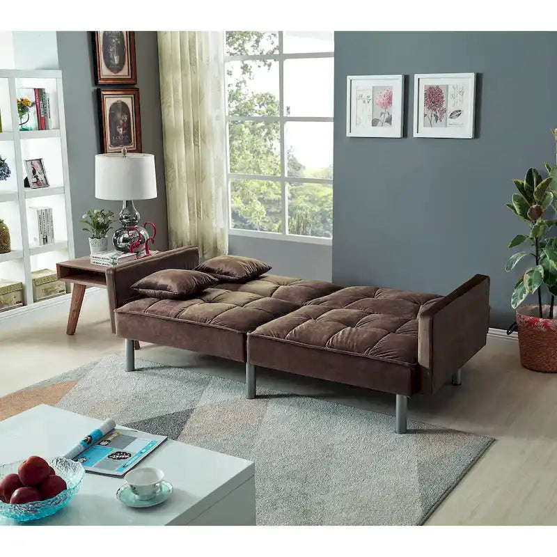 75.6 Schönes Schlafsofa aus Samt, umwandelbar, Futon-Loveseat