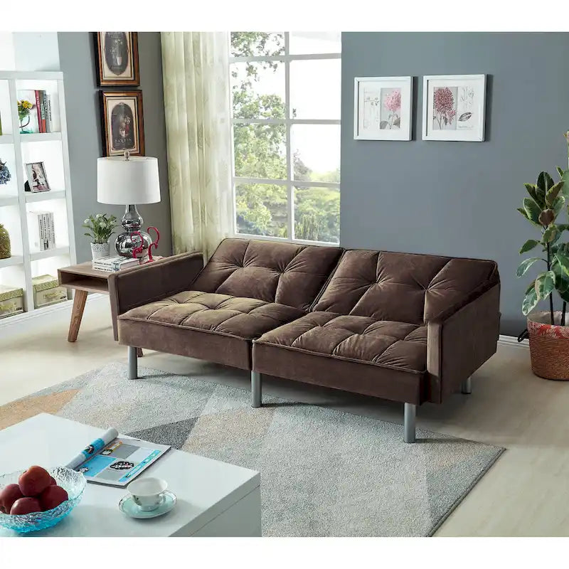 75.6 Schönes Schlafsofa aus Samt, umwandelbar, Futon-Loveseat