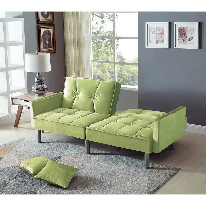 75.6 Schönes Schlafsofa aus Samt, umwandelbar, Futon-Loveseat