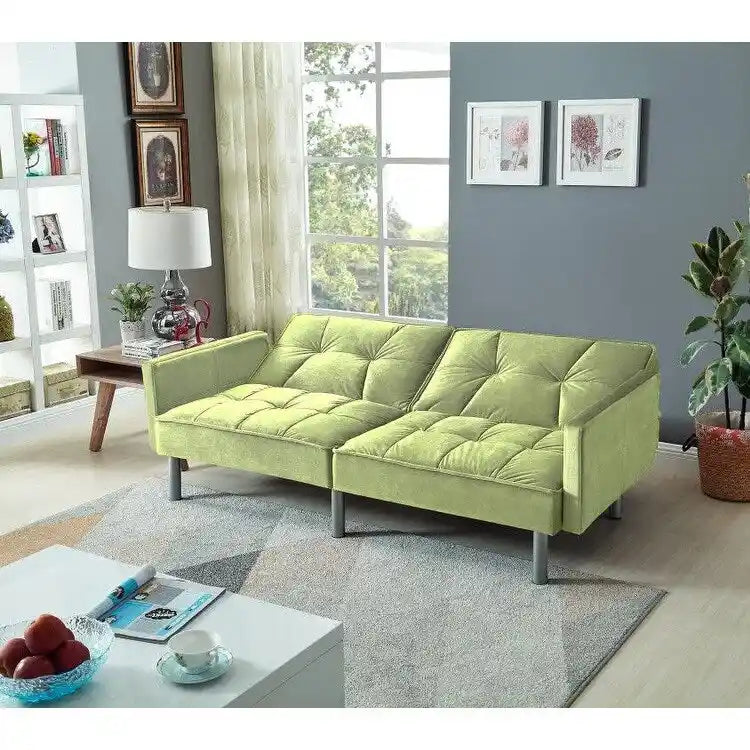 75.6 Schönes Schlafsofa aus Samt, umwandelbar, Futon-Loveseat