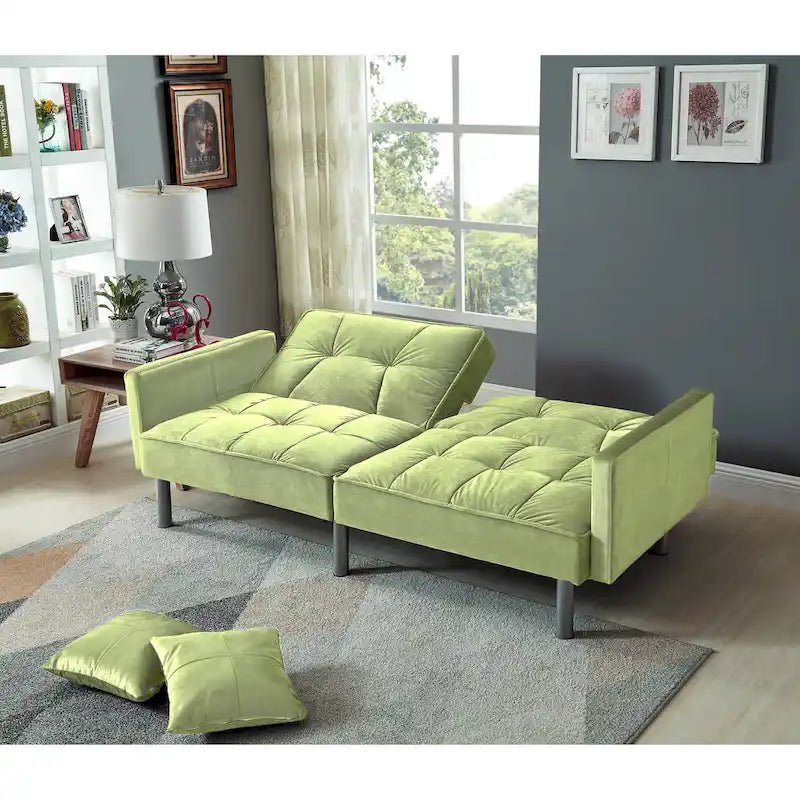 75.6 Schönes Schlafsofa aus Samt, umwandelbar, Futon-Loveseat