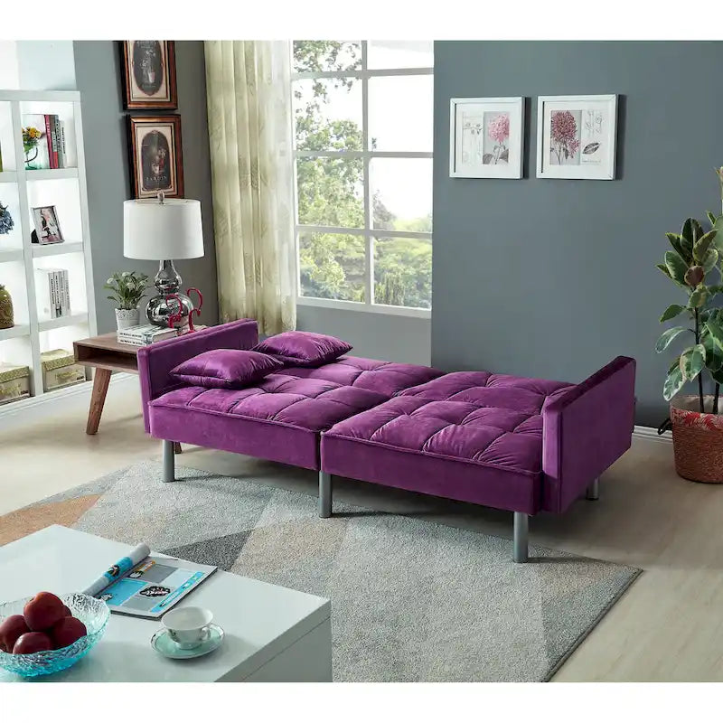 75.6 Schönes Schlafsofa aus Samt, umwandelbar, Futon-Loveseat