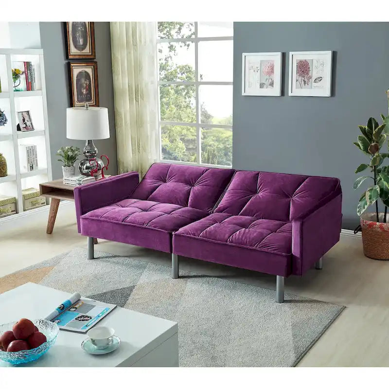 75.6 Schönes Schlafsofa aus Samt, umwandelbar, Futon-Loveseat