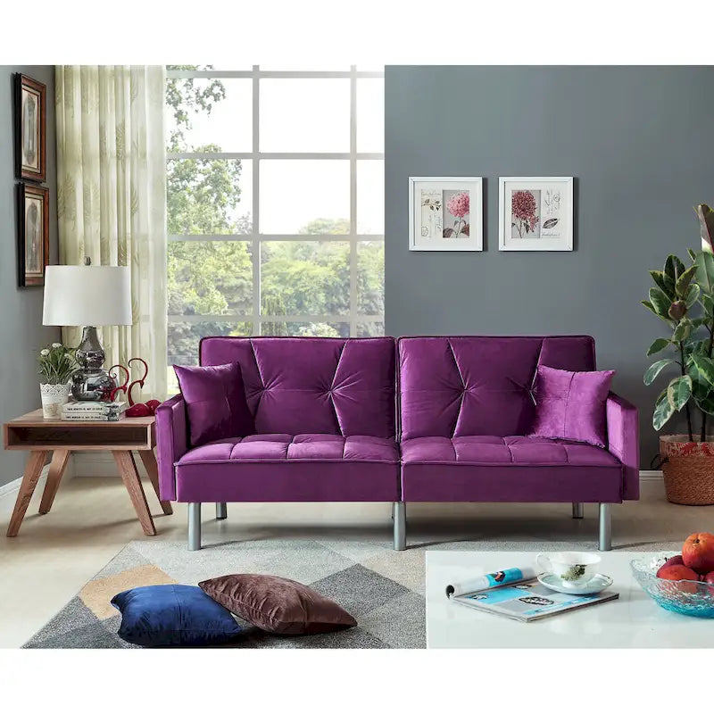 75.6 Schönes Schlafsofa aus Samt, umwandelbar, Futon-Loveseat