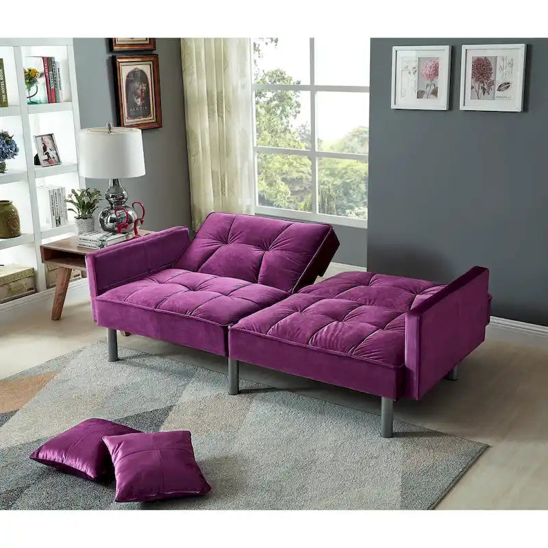 75.6 Schönes Schlafsofa aus Samt, umwandelbar, Futon-Loveseat