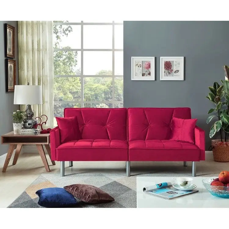 75.6 Schönes Schlafsofa aus Samt, umwandelbar, Futon-Loveseat