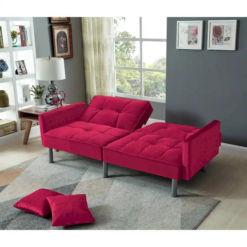 75.6 Schönes Schlafsofa aus Samt, umwandelbar, Futon-Loveseat