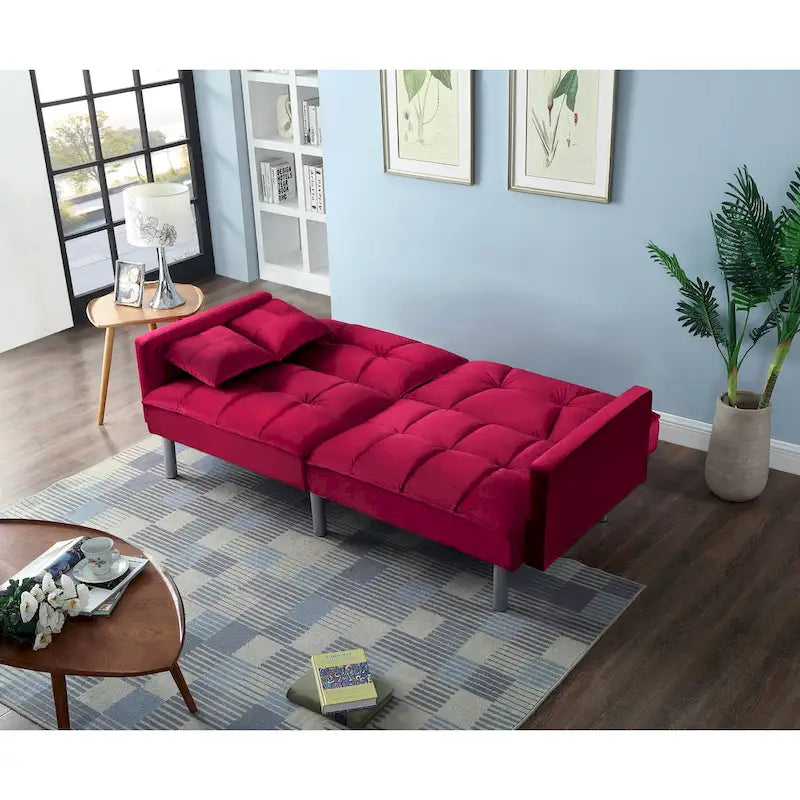 75.6 Schönes Schlafsofa aus Samt, umwandelbar, Futon-Loveseat