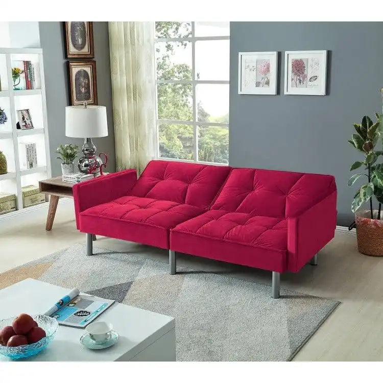 75.6 Schönes Schlafsofa aus Samt, umwandelbar, Futon-Loveseat