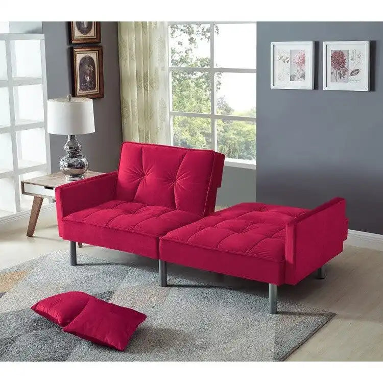 75.6 Schönes Schlafsofa aus Samt, umwandelbar, Futon-Loveseat