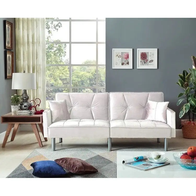 75.6 Schönes Schlafsofa aus Samt, umwandelbar, Futon-Loveseat