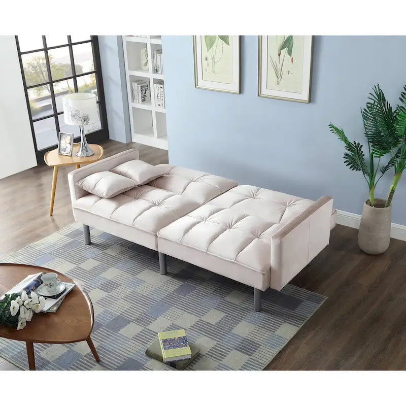 75.6 Schönes Schlafsofa aus Samt, umwandelbar, Futon-Loveseat