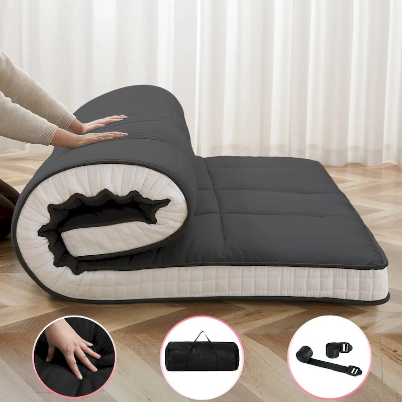 Matelas futon japonais de sol enroulable avec sac de rangement