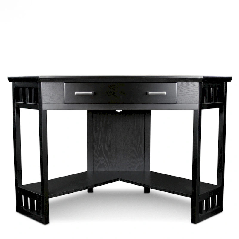 Bureau d’angle blanc en bois avec tiroir, poste de travail informatique pour bureau à domicile