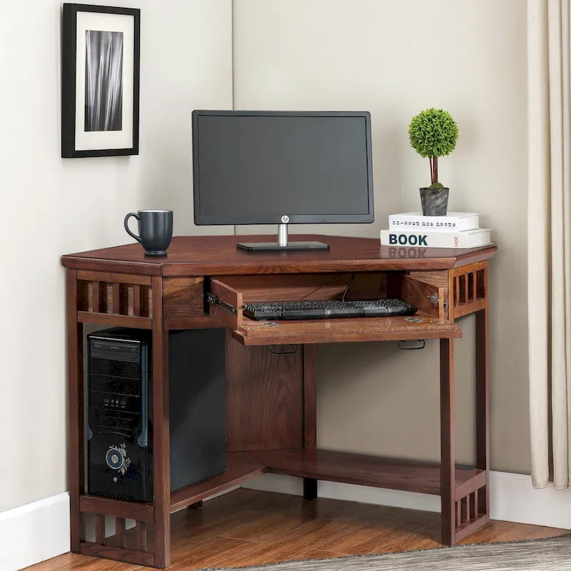 Bureau d’angle blanc en bois avec tiroir, poste de travail informatique pour bureau à domicile