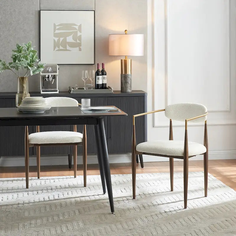 Moderne Esszimmerstühle im Industrie-Stil mit Polsterung und Eisengestell (2er-Set)