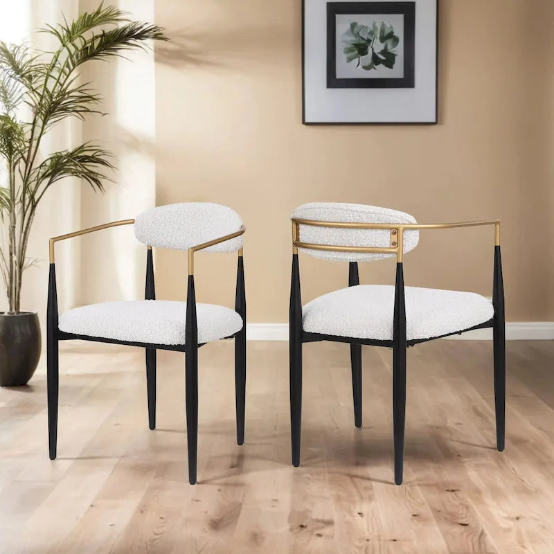 Chaises de salle à manger rembourrées style industriel moderne (lot de 2) avec structure en fer