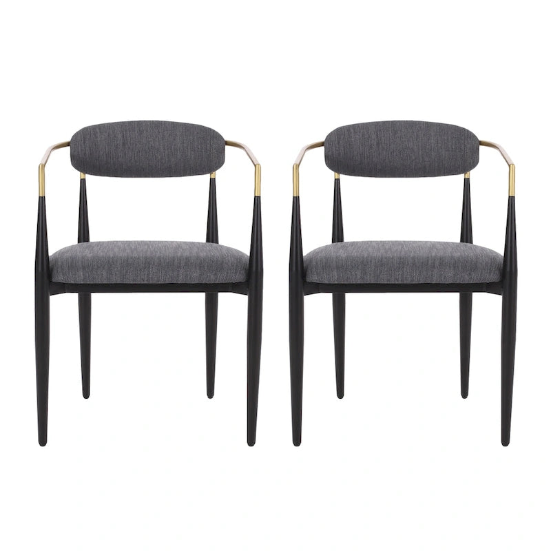 Chaises de salle à manger rembourrées style industriel moderne (lot de 2) avec structure en fer