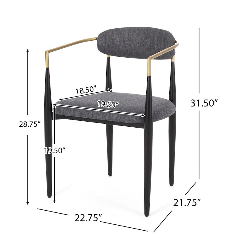 Chaises de salle à manger rembourrées style industriel moderne (lot de 2) avec structure en fer
